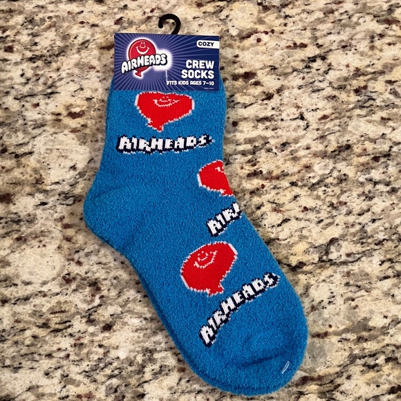 Airheads Other - Airheads Cozy Crew Socks Blue Red Candy Print Novelty Kids Ages 7 to 10 New